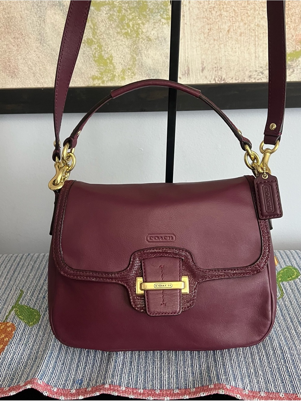 Coach Taylor Soft Leather Convertible Crossbody Bag with Python Accents